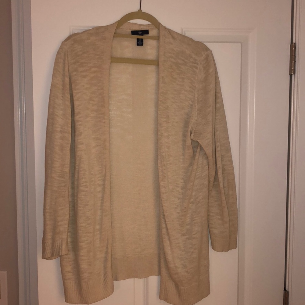 Oatmeal open-front cardigan
